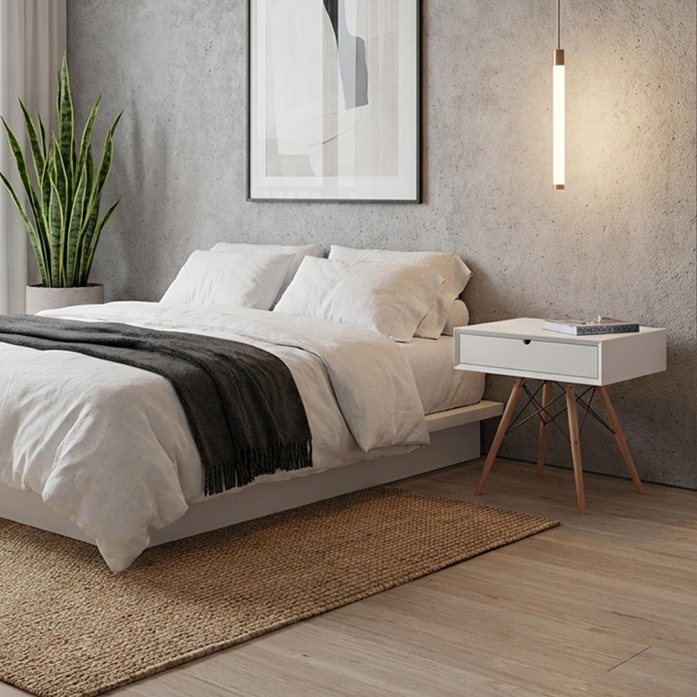 Erica Scandinavian Modern Bedside Table - White 