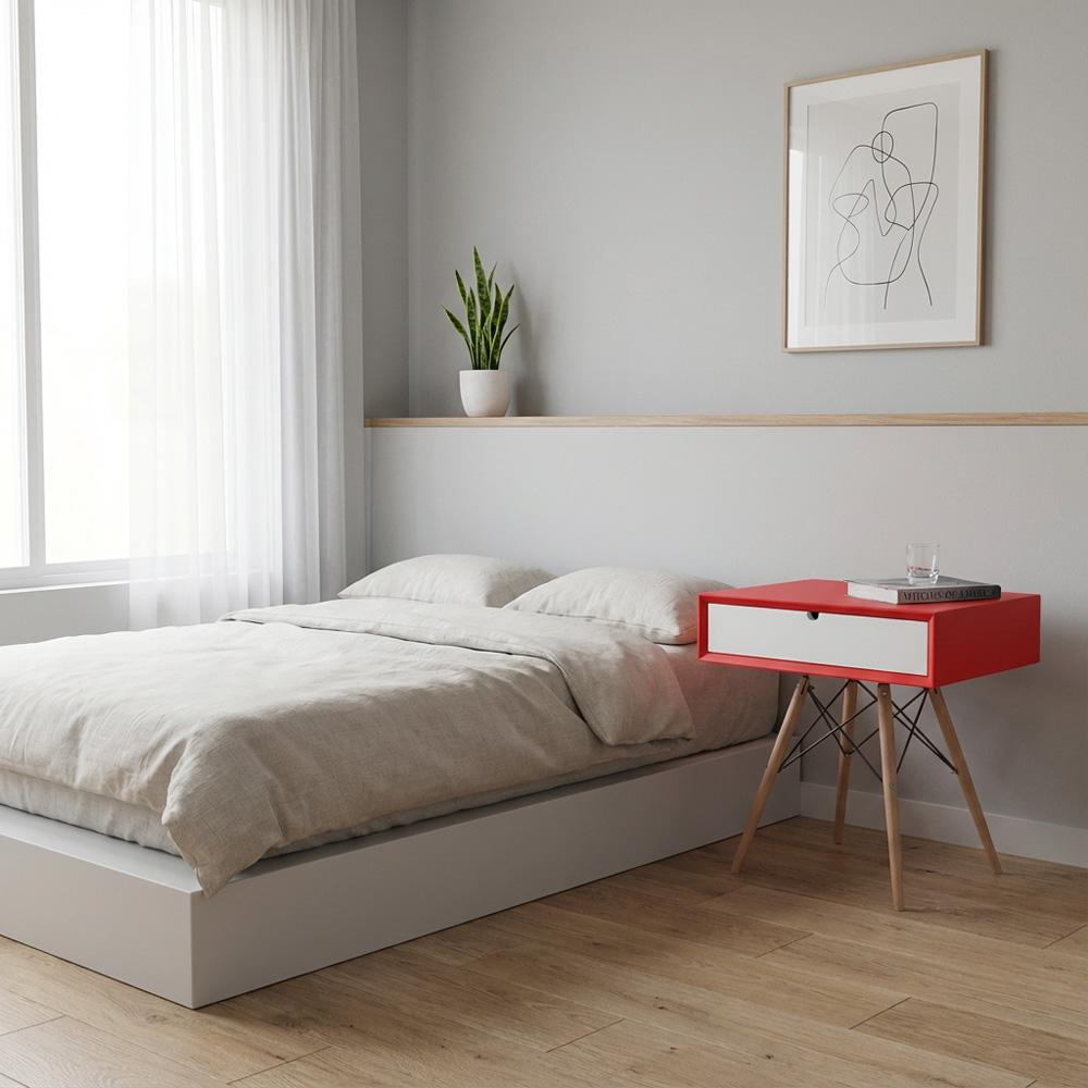 Erica Scandinavian Modern Bedside Table - Red 