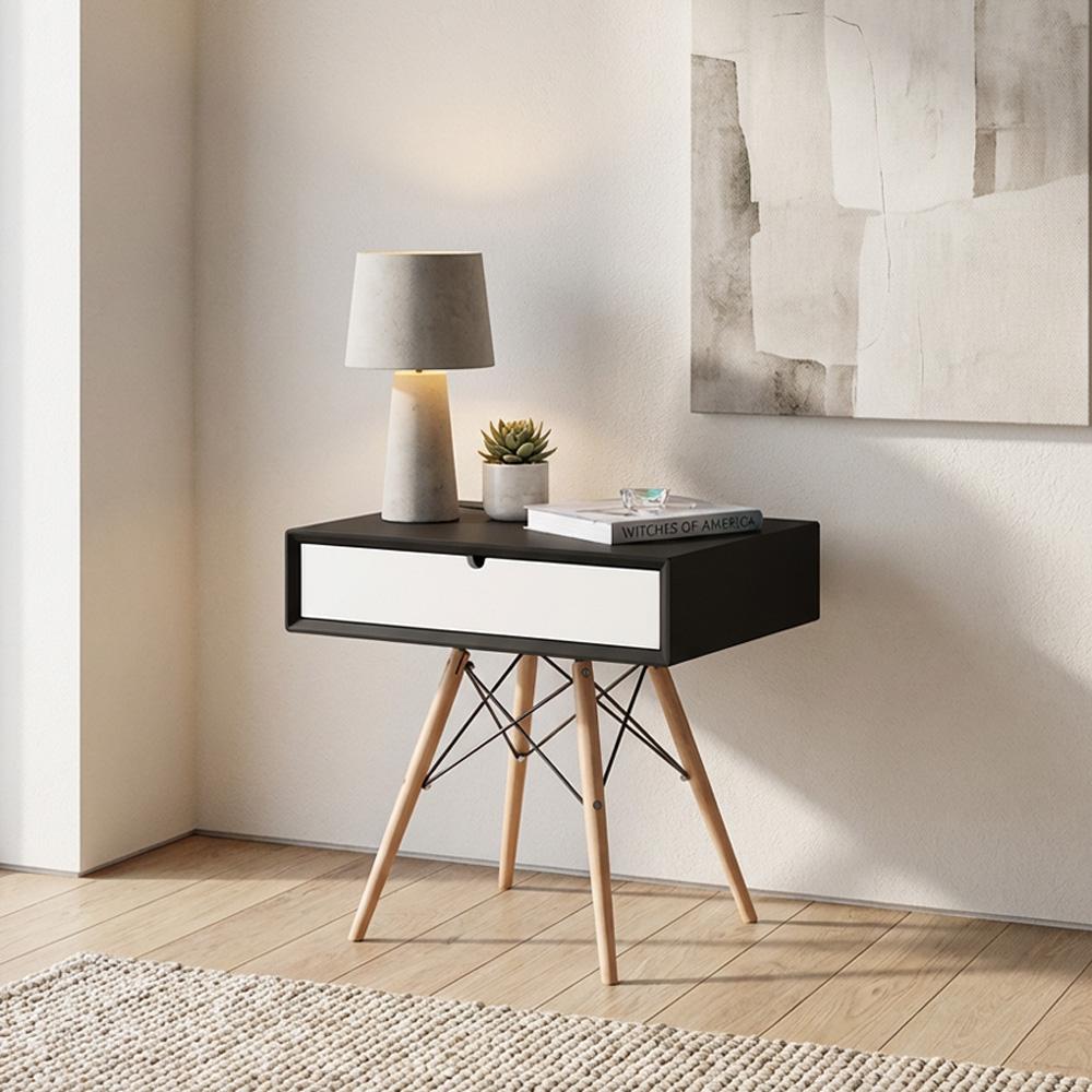 Erica Scandinavian Modern Bedside Table - Black 
