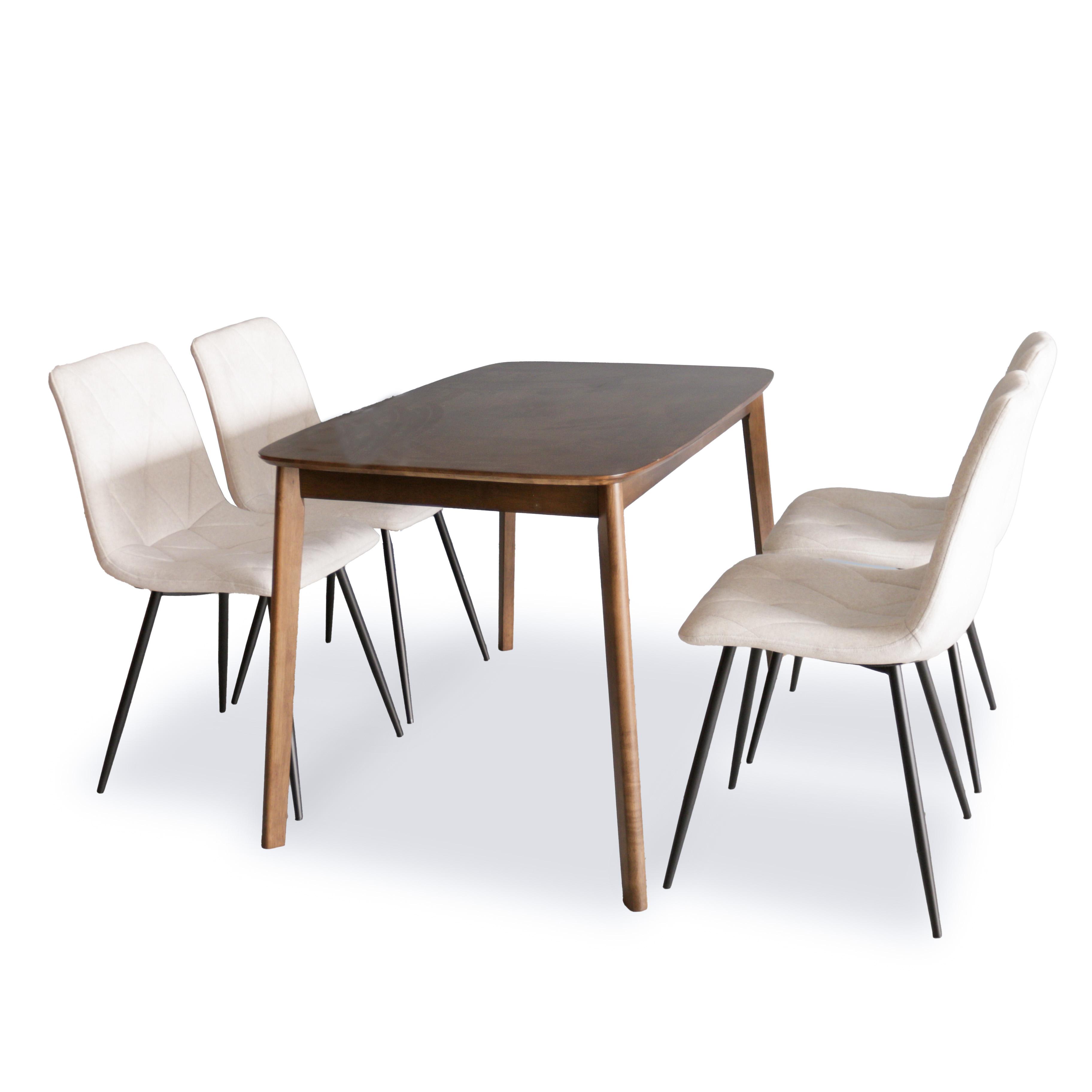 Napoleon IV Solid Wood 4ft Dining Set 1+4 - Walnut 