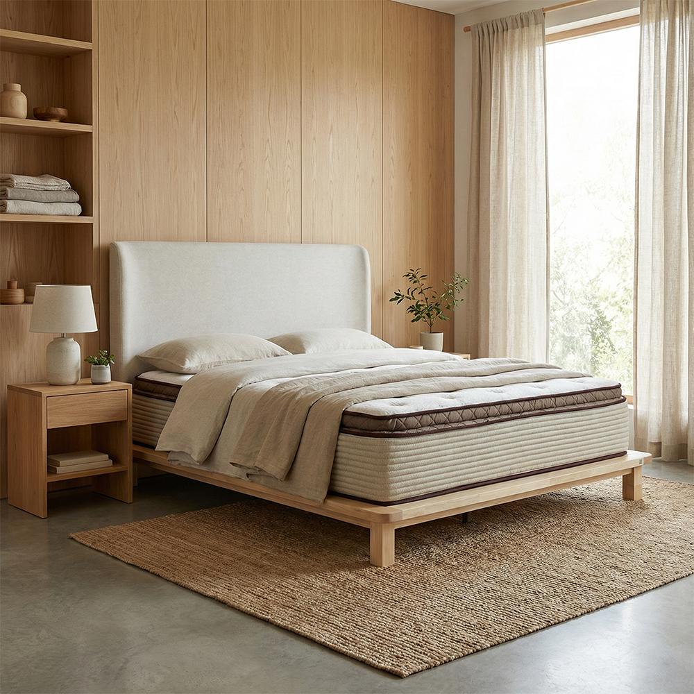 Ellington Fabric Headboard & Solid Wood Base Bedframe