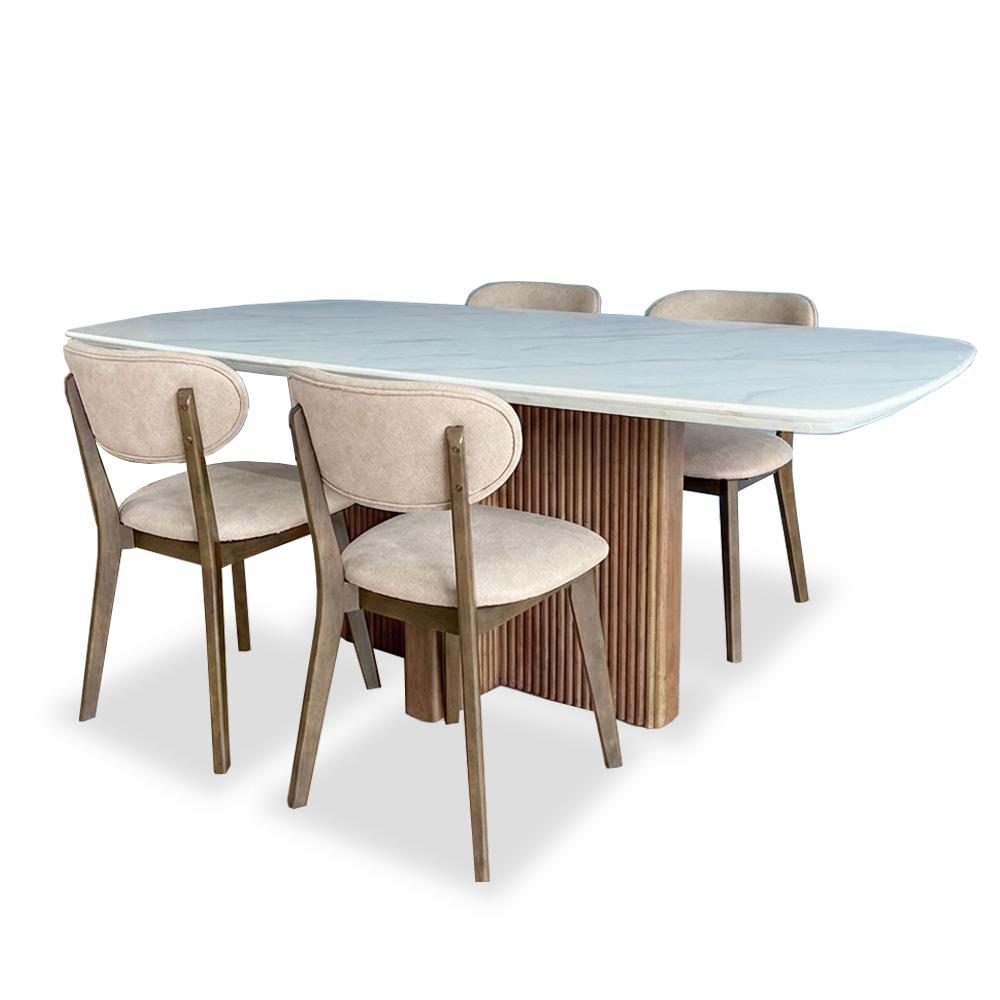 Marbella II White Marble 160cm Dining Set 1+4