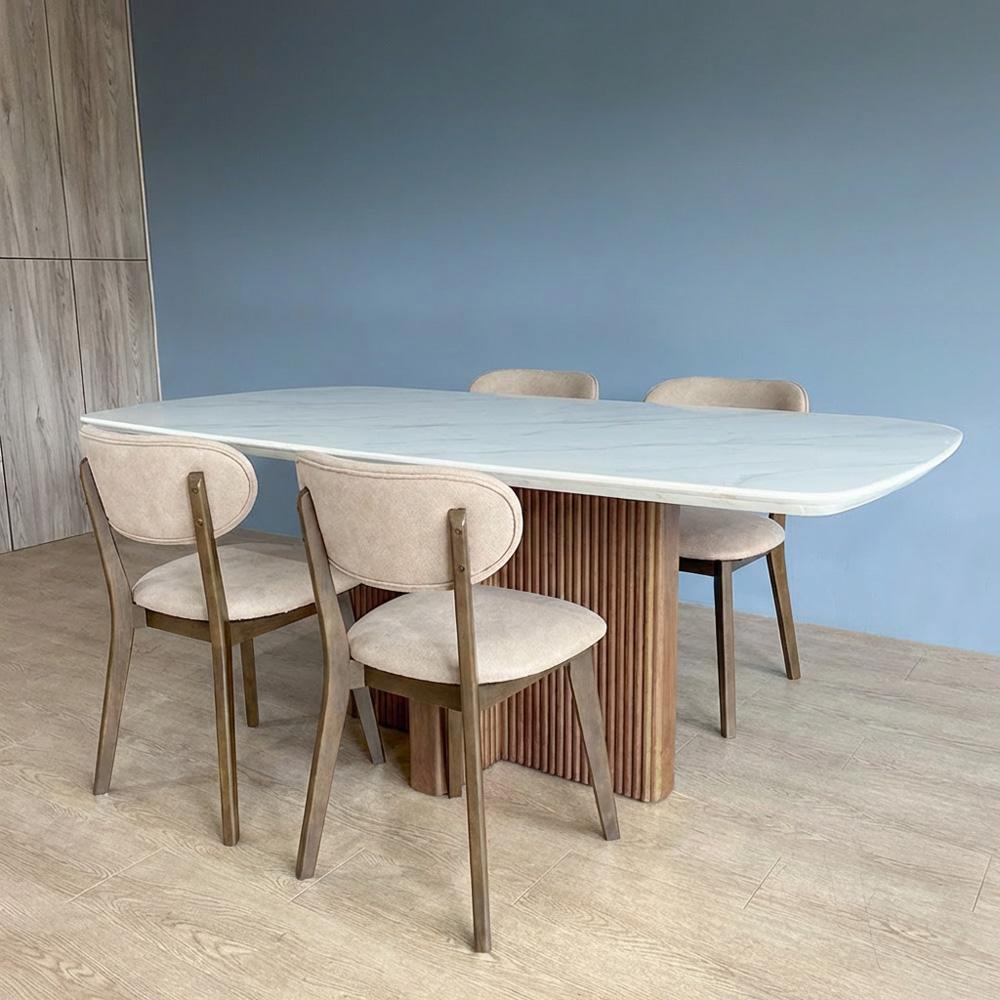 Marbella II White Marble 160cm Dining Set 1+4