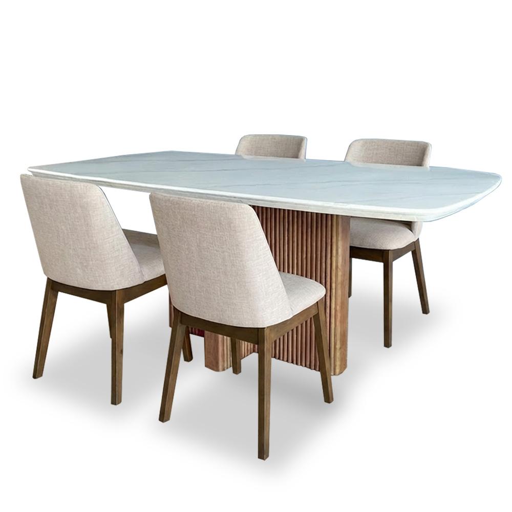 Marbella III White Marble 160cm Dining Set 1+4