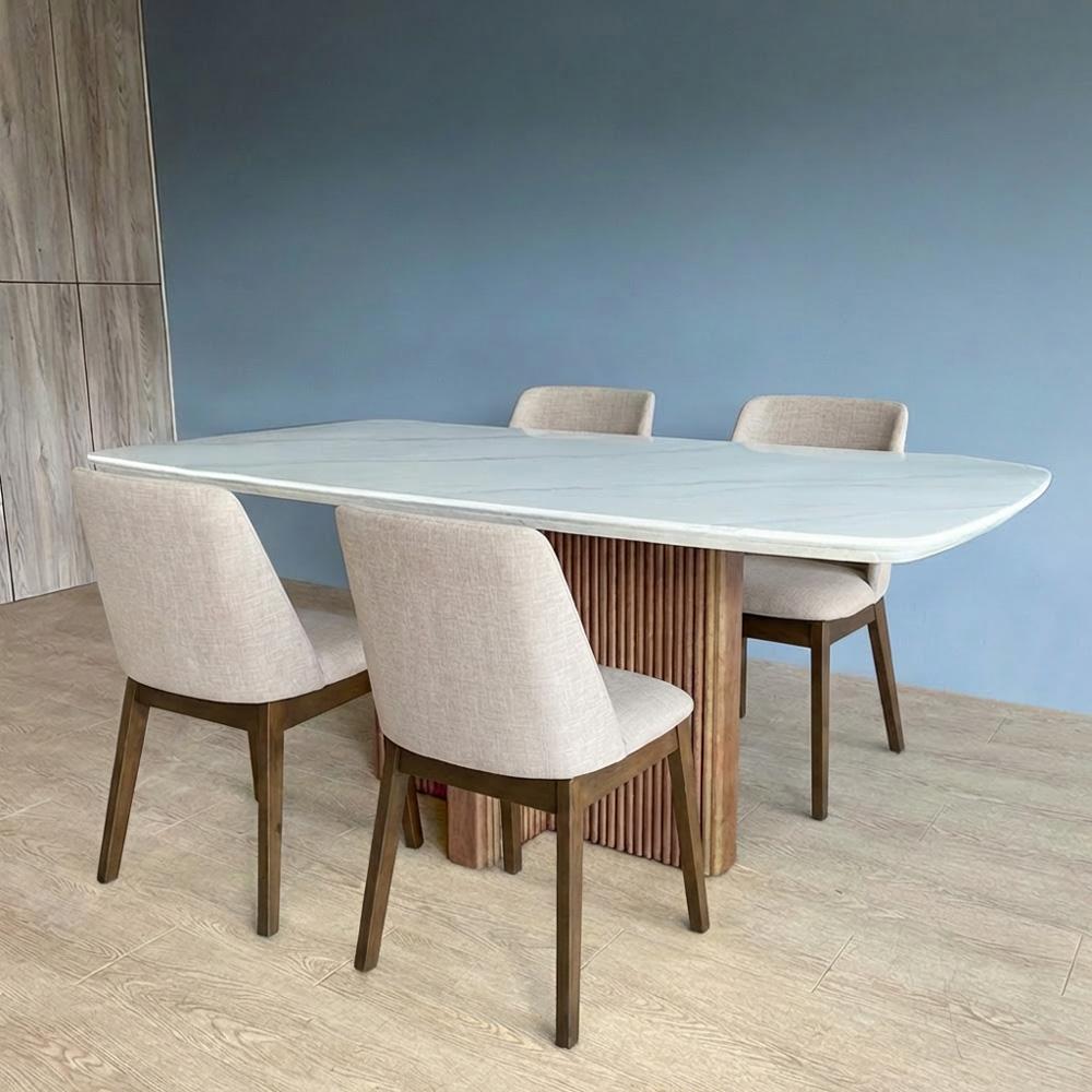 Marbella III White Marble 160cm Dining Set 1+4
