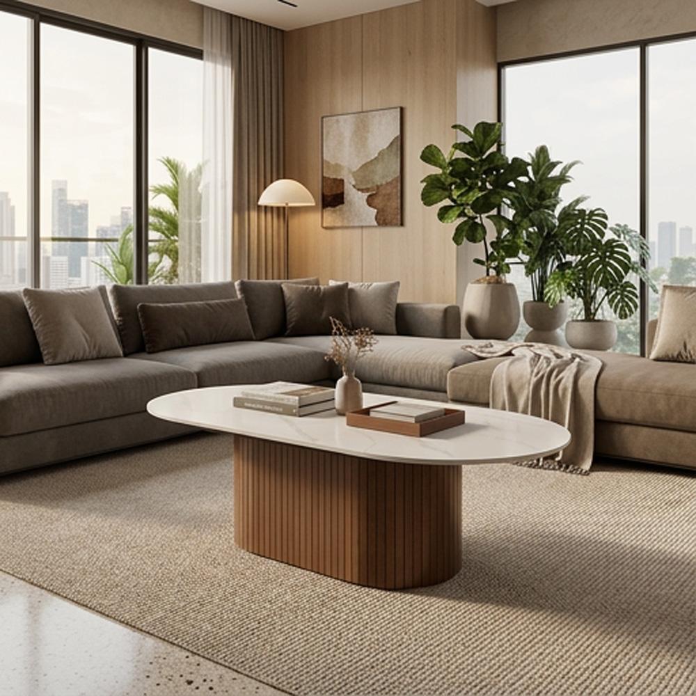Vittoria Fluted Coffee Table - Walnut 