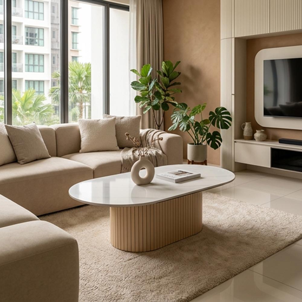 Vittoria Fluted Coffee Table - White Wash