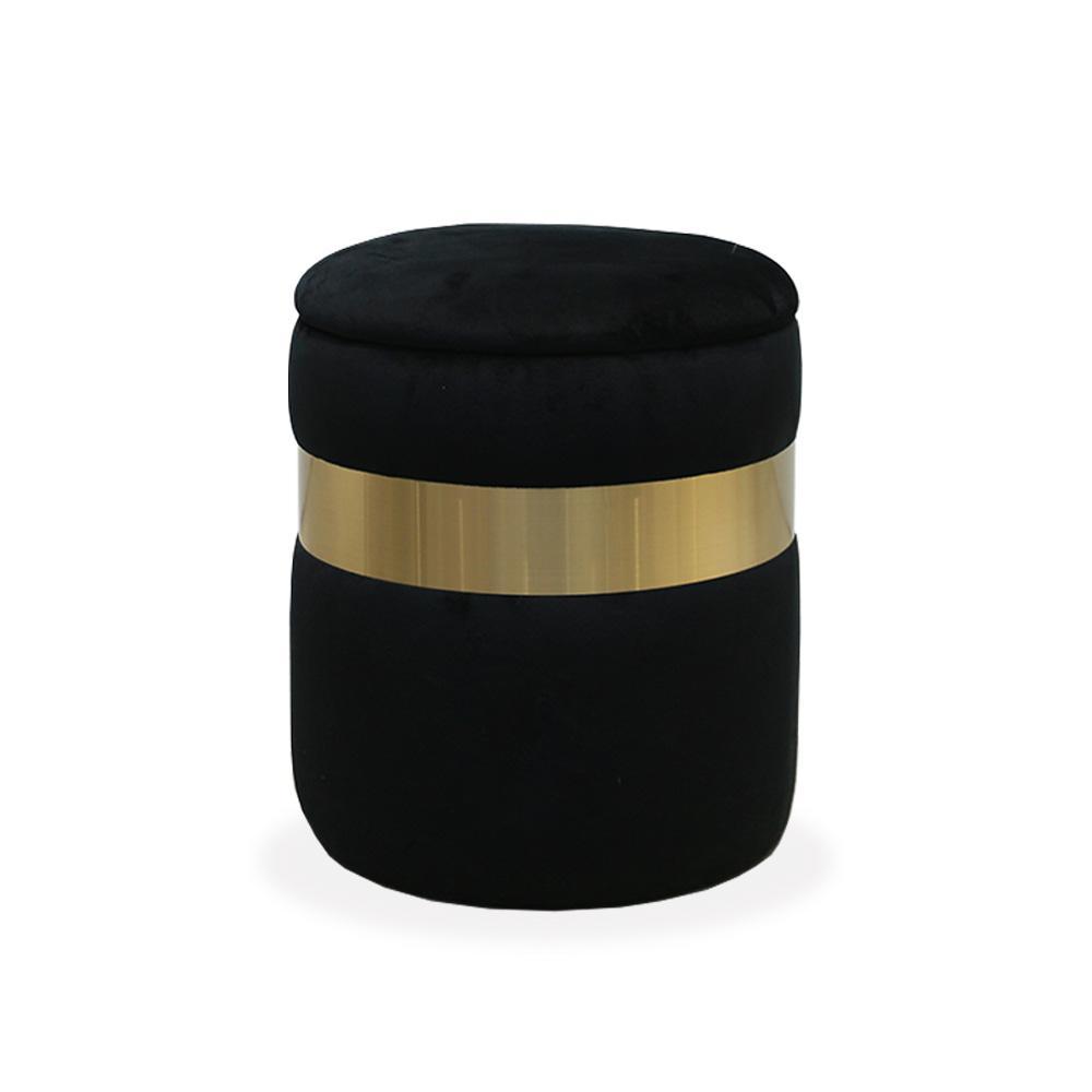 Gold Strap Stool With Storage 