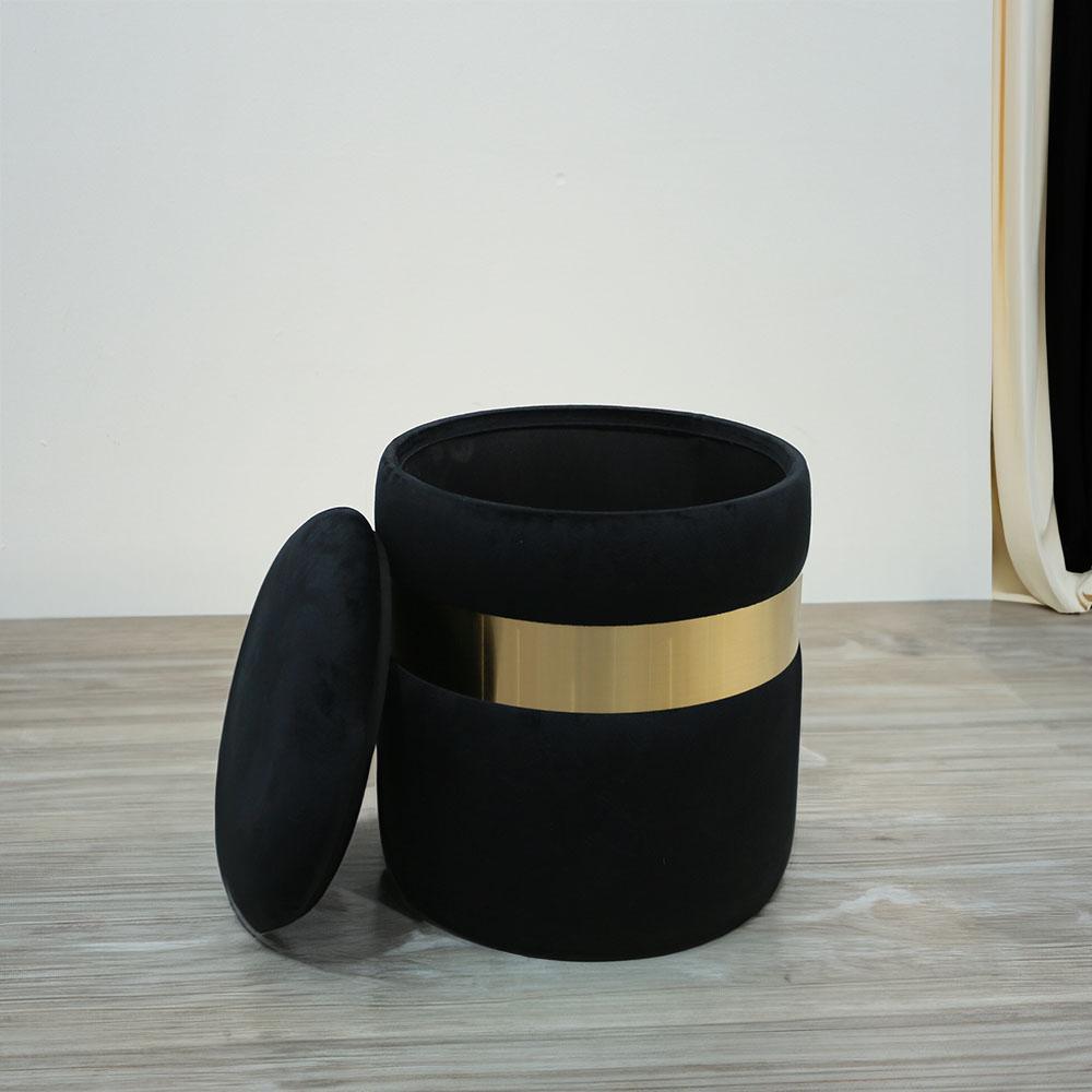 Gold Strap Stool With Storage 